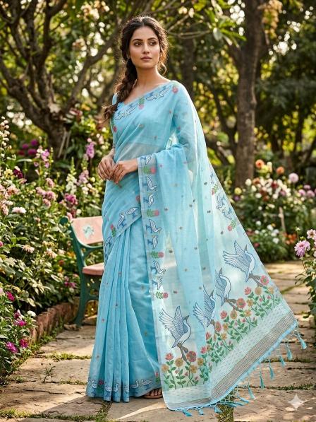Vastrangan soft linen surat saree wholesale price list